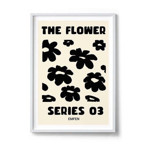 Flower Series 3 - Black - Cream Background - We Sell Prints