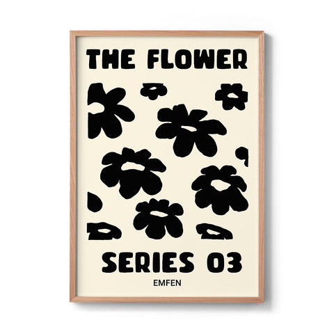 Flower Series 3 - Black - Cream Background - We Sell Prints