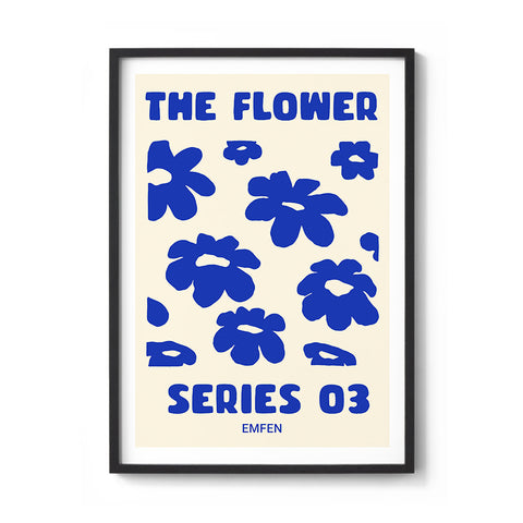 Flower Series 03 Electric Blue - Cream Background - We Sell Prints