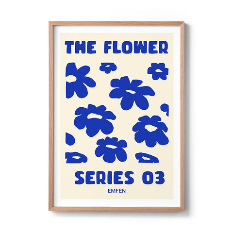 Flower Series 03 Electric Blue - Cream Background - We Sell Prints