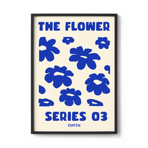 Flower Series 03 Electric Blue - Cream Background - We Sell Prints