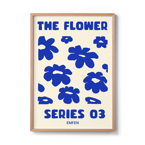 Flower Series 03 Electric Blue - Cream Background - We Sell Prints